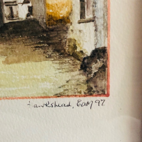 Watercolour, Hawkshead, Cumbria UK signed Eam 97. 11 1/2” x 9 3/4” framed - Picture 3 of 6